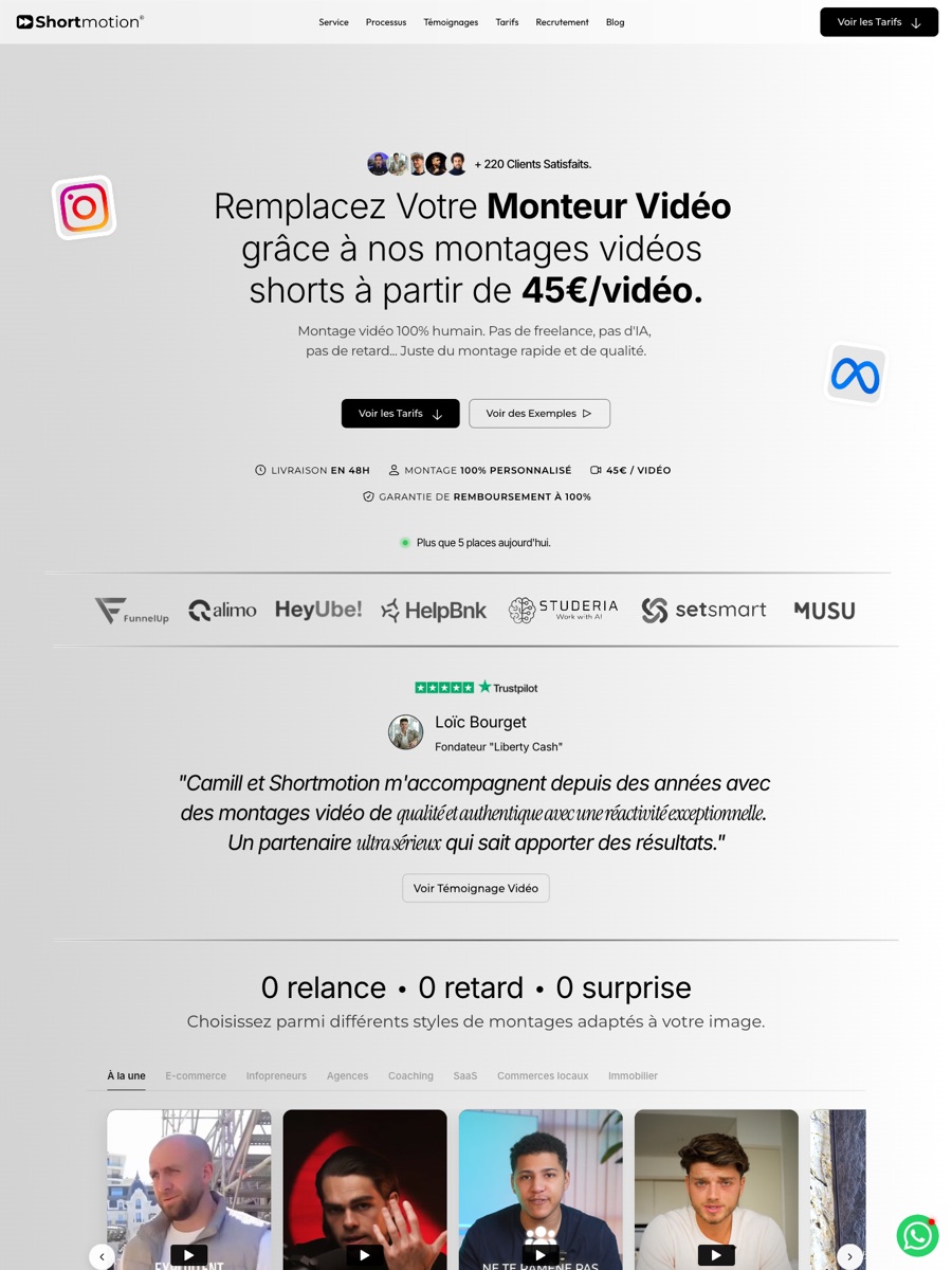 Shortmotion — site livré par Openshore